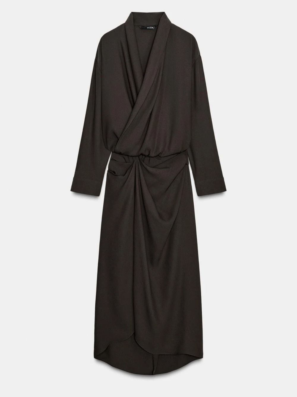 Zara Long Sleeve Wrap Dress - Dark Brown -
Draped NWT Sz S - Picture 4 of 7